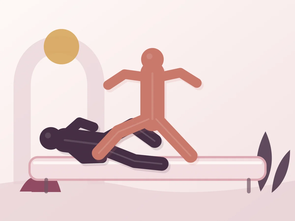 Abstract editorial illustration of the position The Cowgirl