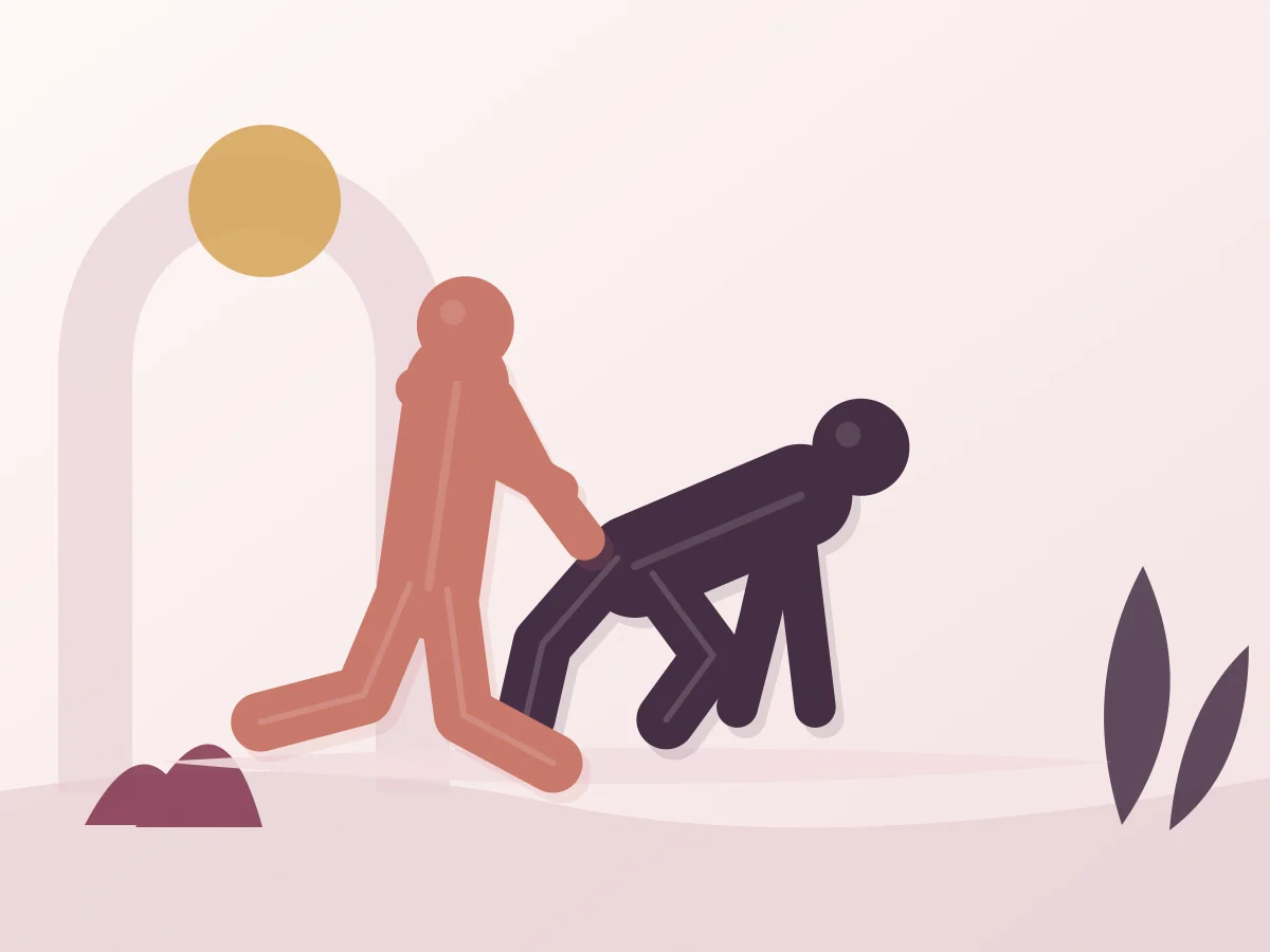 Abstract editorial illustration of the position The Doggy Style