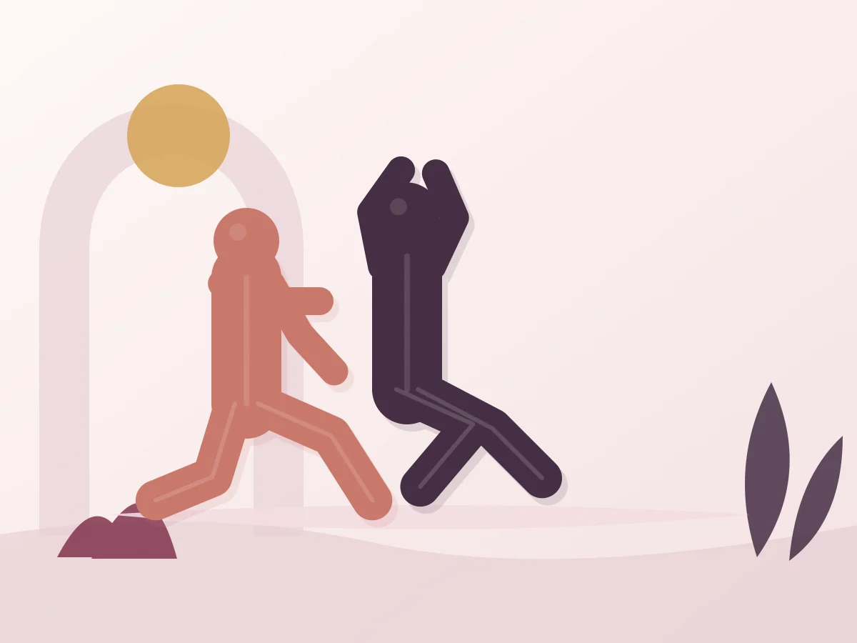 Abstract editorial illustration of the position The Lotus-Shark
